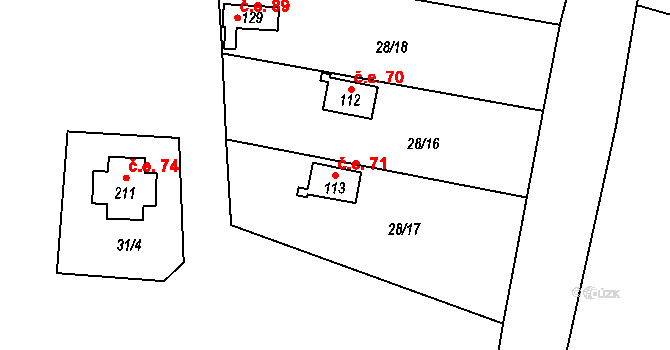 Malý Ratmírov 71, Blažejov na parcele st. 113 v KÚ Malý Ratmírov, Katastrální mapa