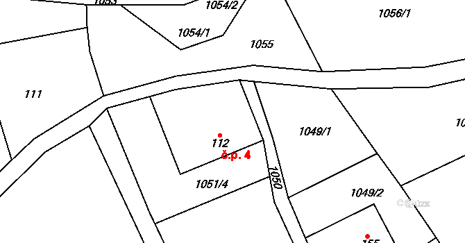 Sekyrka 4, Osečnice na parcele st. 112 v KÚ Osečnice, Katastrální mapa
