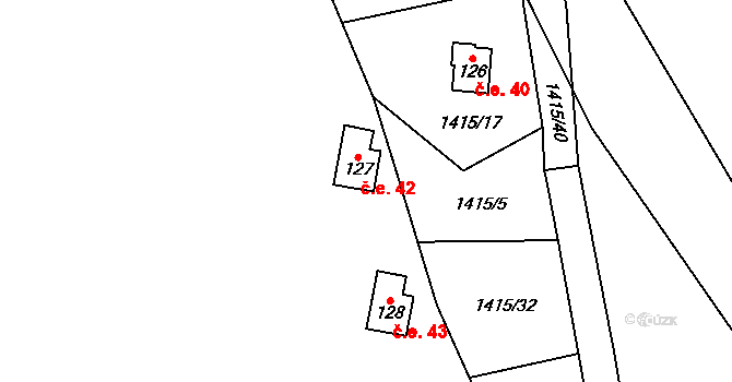 Bor 42, Suchdol nad Lužnicí na parcele st. 127 v KÚ Bor, Katastrální mapa