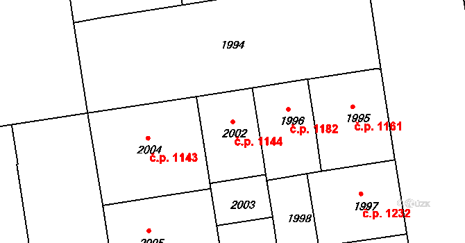 Žižkov 1144, Praha na parcele st. 2002 v KÚ Žižkov, Katastrální mapa