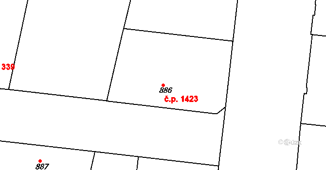 Holešovice 1423, Praha na parcele st. 886 v KÚ Holešovice, Katastrální mapa