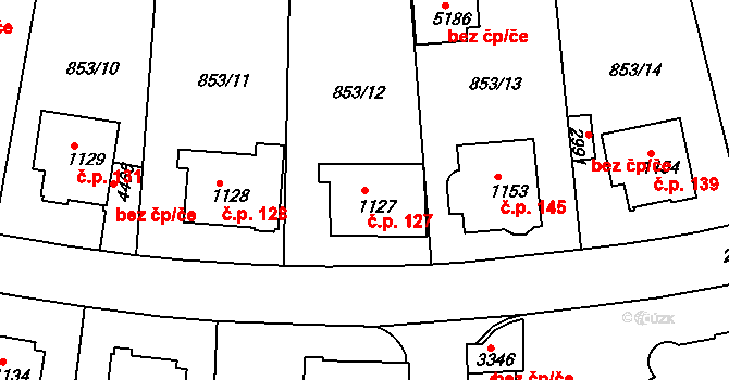 Kryblice 127, Trutnov na parcele st. 1127 v KÚ Trutnov, Katastrální mapa