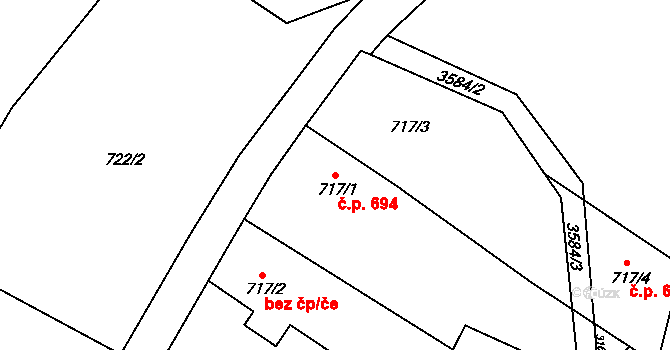 Dvůr Králové nad Labem 694 na parcele st. 717/1 v KÚ Dvůr Králové nad Labem, Katastrální mapa