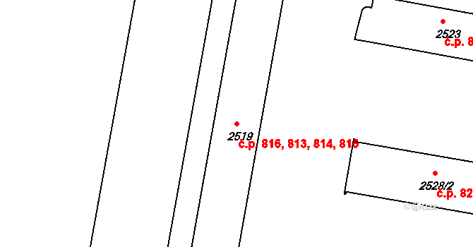 České Budějovice 3 813,814,815,816, České Budějovice na parcele st. 2519 v KÚ České Budějovice 3, Katastrální mapa