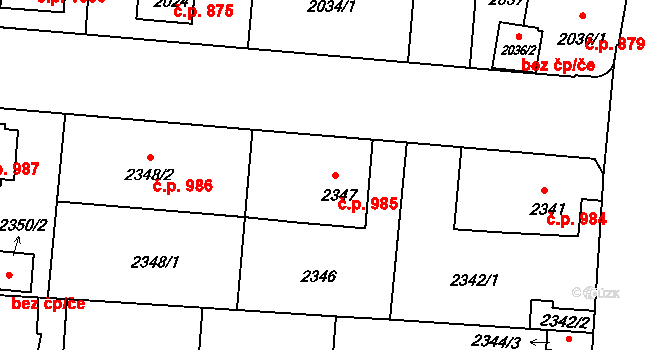 České Budějovice 6 985, České Budějovice na parcele st. 2347 v KÚ České Budějovice 6, Katastrální mapa