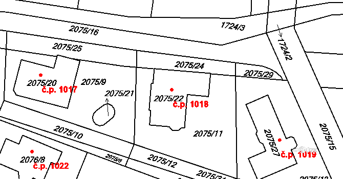 Liberec XIV-Ruprechtice 1018, Liberec na parcele st. 2075/22 v KÚ Ruprechtice, Katastrální mapa
