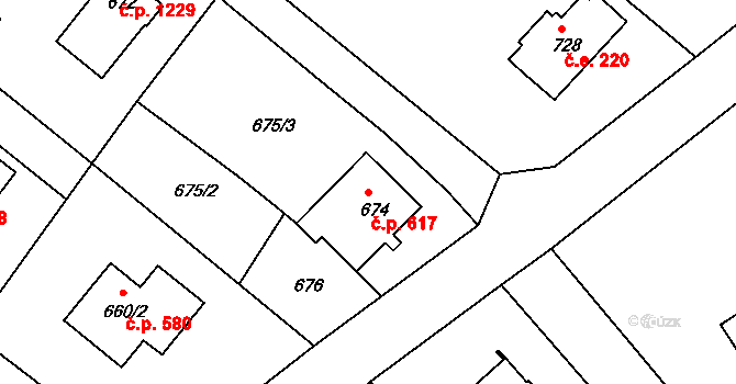 Rumburk 1 617, Rumburk na parcele st. 674 v KÚ Rumburk, Katastrální mapa