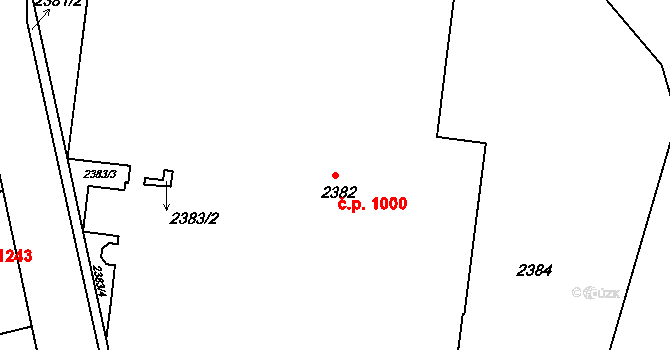 Rumburk 1 1000, Rumburk na parcele st. 2382 v KÚ Rumburk, Katastrální mapa