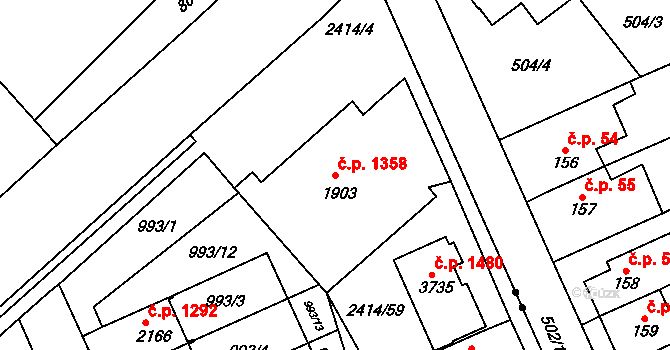 Ústí nad Orlicí 1358 na parcele st. 1903 v KÚ Ústí nad Orlicí, Katastrální mapa