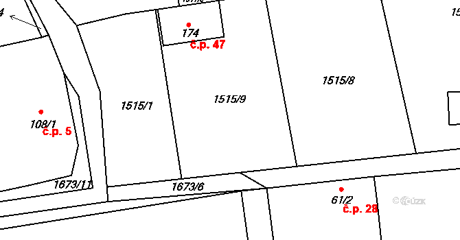 Ohrazení 47, Ledenice na parcele st. 174 v KÚ Ohrazení, Katastrální mapa