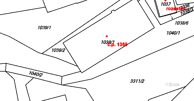 Třešť 1369 na parcele st. 1038/1 v KÚ Třešť, Katastrální mapa