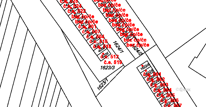 Hluk 519 na parcele st. 4205 v KÚ Hluk, Katastrální mapa