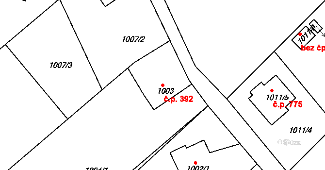 Kluč 392, Habartov na parcele st. 1003 v KÚ Habartov, Katastrální mapa