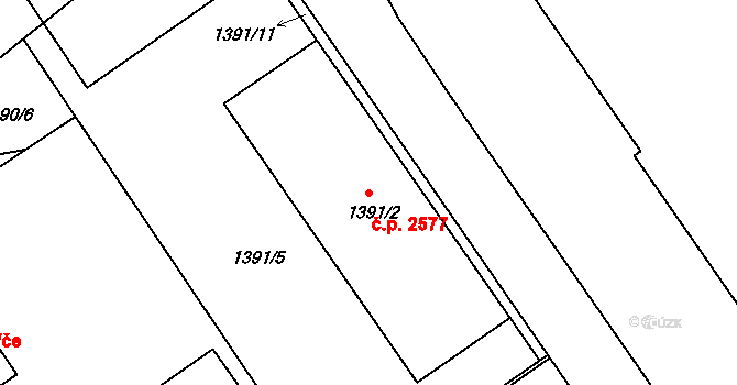 České Budějovice 3 2577, České Budějovice na parcele st. 1391/2 v KÚ České Budějovice 3, Katastrální mapa