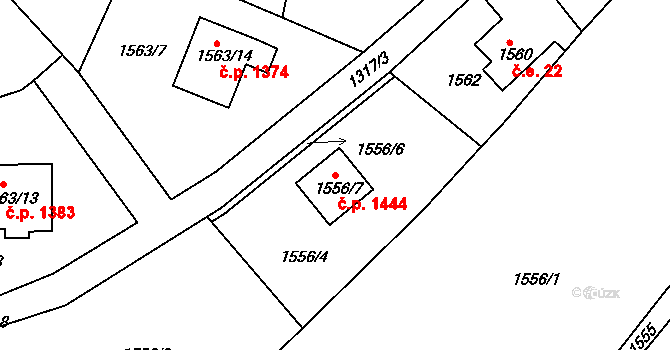 Smržovka 1444 na parcele st. 1556/7 v KÚ Smržovka, Katastrální mapa