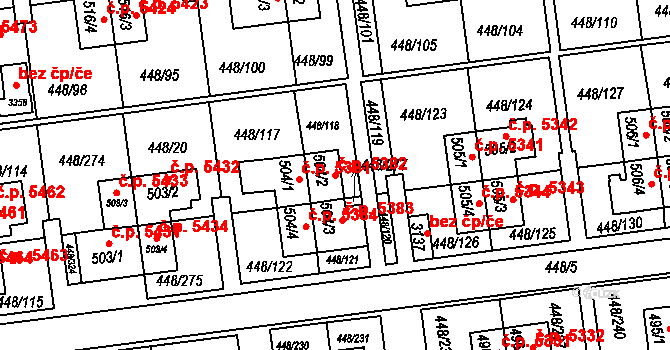 Otrokovice 5382 na parcele st. 504/2 v KÚ Otrokovice, Katastrální mapa