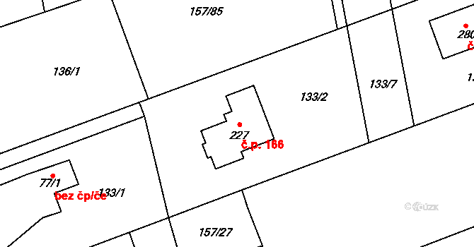 Spojil 166 na parcele st. 227 v KÚ Spojil, Katastrální mapa