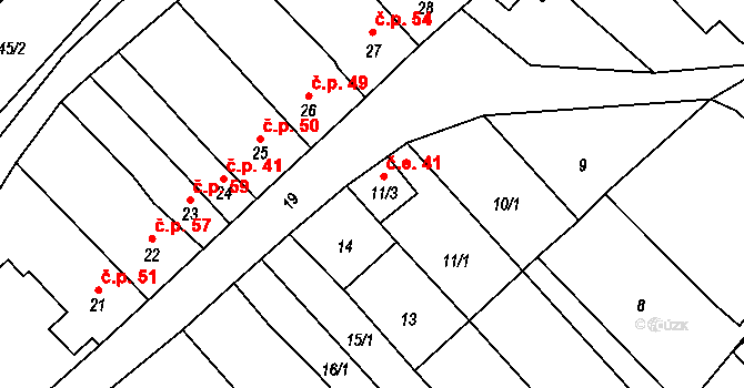 Rebešovice 41 na parcele st. 11/3 v KÚ Rebešovice, Katastrální mapa