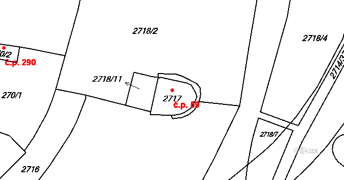 Předměstí 59, Litoměřice na parcele st. 2717 v KÚ Litoměřice, Katastrální mapa