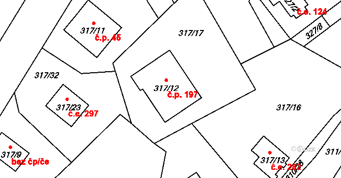 Milná 197, Frymburk na parcele st. 317/12 v KÚ Frymburk, Katastrální mapa