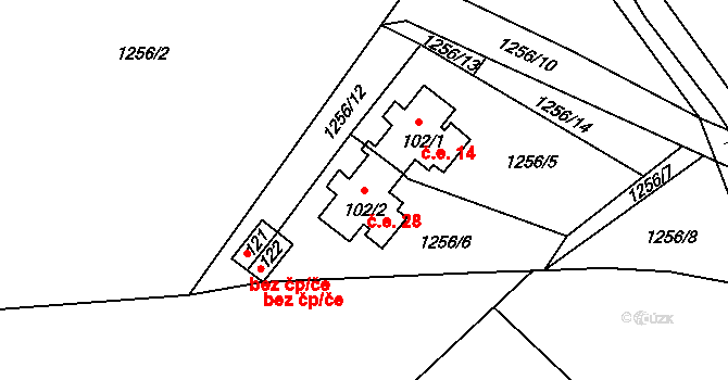 Jáma 28, Mičovice na parcele st. 102/2 v KÚ Jáma, Katastrální mapa