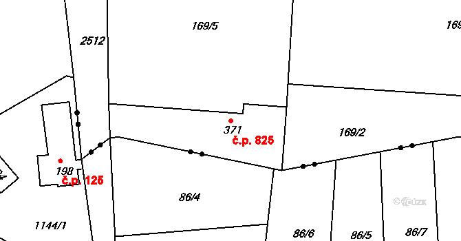 Česká Kamenice 825 na parcele st. 371 v KÚ Česká Kamenice, Katastrální mapa