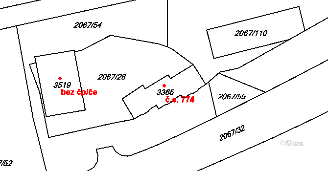 Náchod 774 na parcele st. 3365 v KÚ Náchod, Katastrální mapa