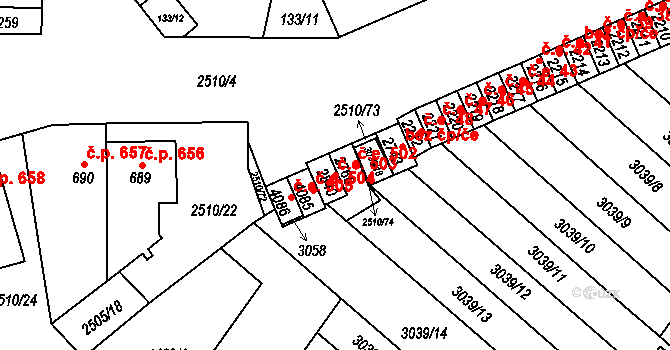 Kyjov 503 na parcele st. 2840 v KÚ Kyjov, Katastrální mapa