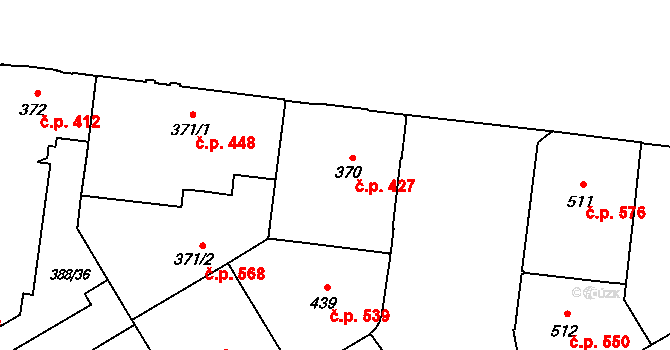 Přívoz 427, Ostrava na parcele st. 370 v KÚ Přívoz, Katastrální mapa