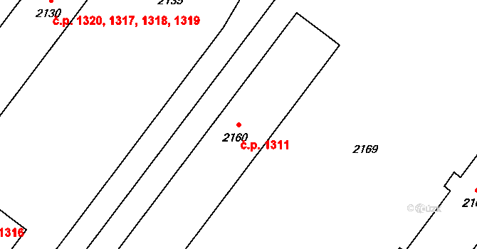 Poruba 1311, Ostrava na parcele st. 2160 v KÚ Poruba-sever, Katastrální mapa