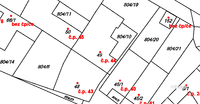 Níhov 44 na parcele st. 49 v KÚ Níhov, Katastrální mapa