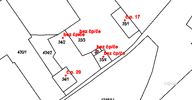 Hrdlořezy 39274471 na parcele st. 35/2 v KÚ Hrdlořezy u Mladé Boleslavi, Katastrální mapa