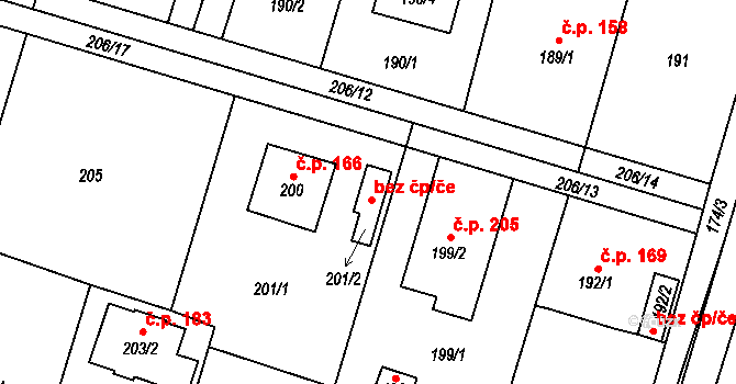 Tábor 40902471 na parcele st. 201/2 v KÚ Čelkovice, Katastrální mapa