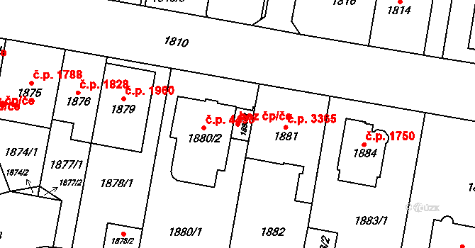 Chomutov 41385471 na parcele st. 1880/3 v KÚ Chomutov I, Katastrální mapa