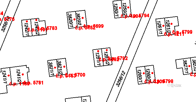 Zlín 1202 na parcele st. 1251/1 v KÚ Zlín, Katastrální mapa