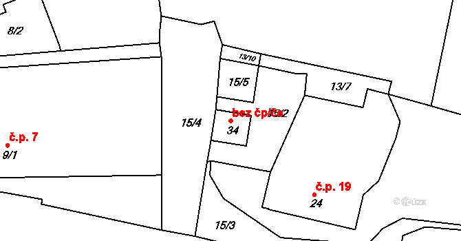 Olešná 42062471 na parcele st. 34 v KÚ Řemenov, Katastrální mapa