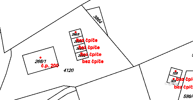 Vlčice 43138471 na parcele st. 266/3 v KÚ Vlčice u Trutnova, Katastrální mapa