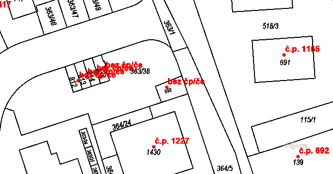 Hostivice 43355471 na parcele st. 893 v KÚ Litovice, Katastrální mapa