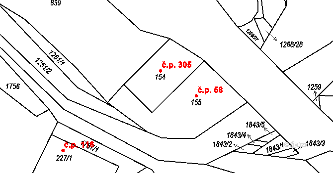 Hrabišín 44863471 na parcele st. 154 v KÚ Hrabišín, Katastrální mapa