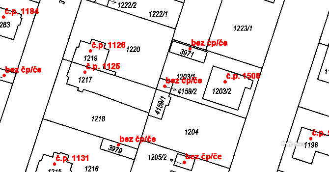 Čelákovice 46124471 na parcele st. 4159/2 v KÚ Čelákovice, Katastrální mapa
