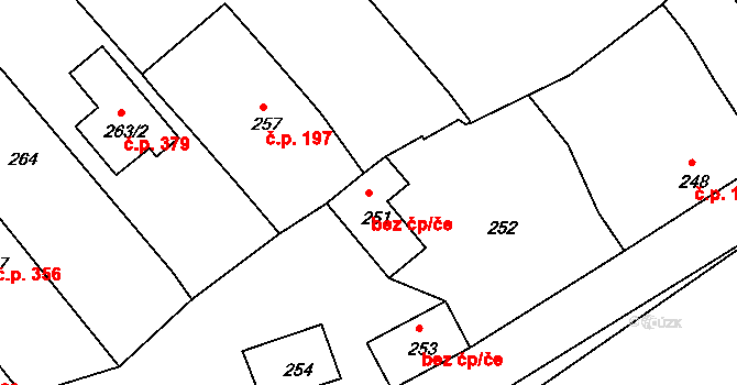 Lovčice 48653471 na parcele st. 251 v KÚ Lovčice u Kyjova, Katastrální mapa