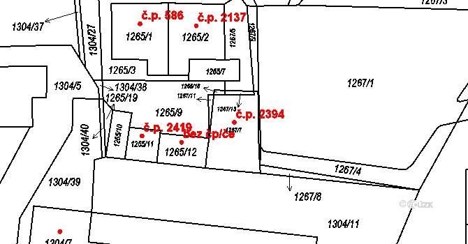 Frýdek-Místek 49182471 na parcele st. 1267/7 v KÚ Místek, Katastrální mapa