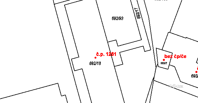 Šumbark 1261, Havířov na parcele st. 692/18 v KÚ Šumbark, Katastrální mapa