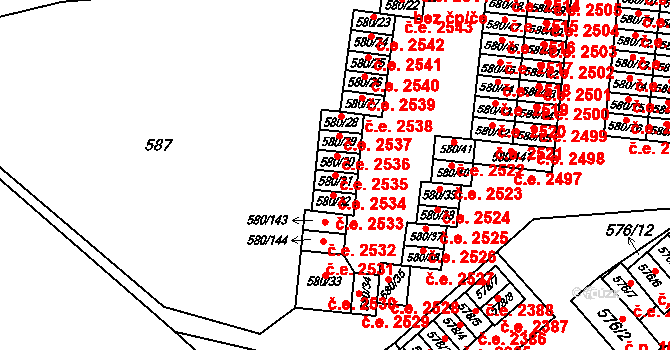 Bludovice 2534, Havířov na parcele st. 580/31 v KÚ Bludovice, Katastrální mapa