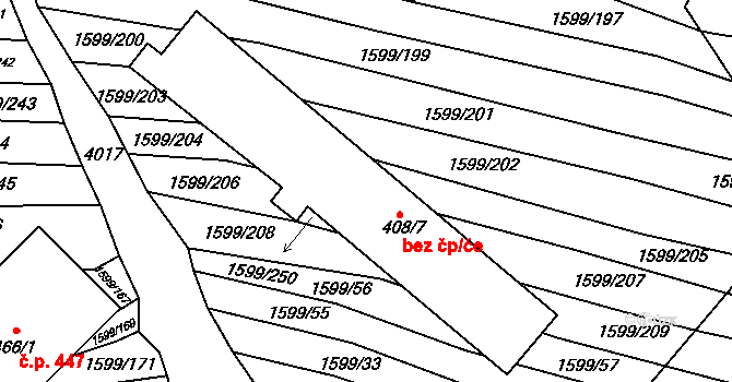 Boleradice 50208471 na parcele st. 408/7 v KÚ Boleradice, Katastrální mapa
