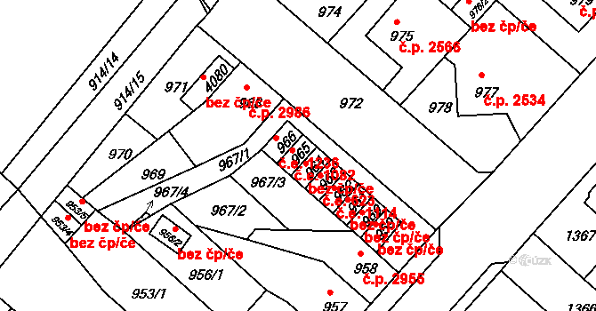 Chomutov 1082 na parcele st. 965 v KÚ Chomutov II, Katastrální mapa