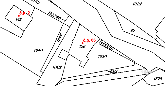 Rychnov 66, Krouna na parcele st. 126 v KÚ Rychnov, Katastrální mapa