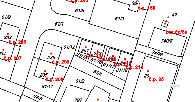 Vrbová Lhota 212 na parcele st. 252 v KÚ Vrbová Lhota, Katastrální mapa