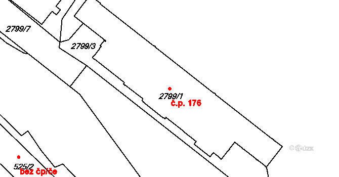 Protivín 176 na parcele st. 2799/1 v KÚ Protivín, Katastrální mapa