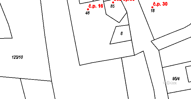 Srlín 16, Bernartice na parcele st. 46 v KÚ Srlín, Katastrální mapa